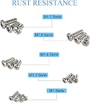 800pcs Tiny Screws for Electronics, M1/M1.2/M1.4/M1.6/M1.7 Very Small Phillips Pan Head Machine Screws, Mini/Micro Screws Assortment Kit for Electronic Repair, Nickel-Plated Carbon Steel