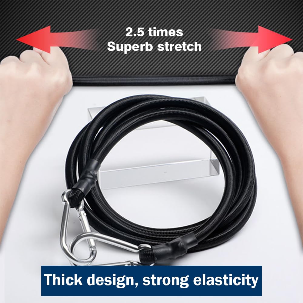 Bungee Cords with Hooks 4 Pack, 2m Long Bungee Straps with Carabiner Clips - Image 3