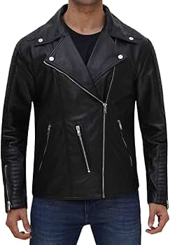 New Men's Real Lambskin Black Leather Jacket Zipper Closure