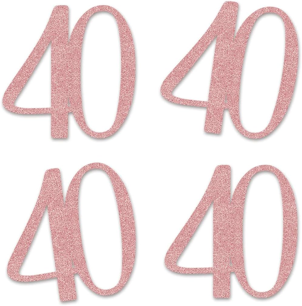 Amazon.com: Rose Gold 40 Cut-Out Numbers, 40th Glitter Birthday Party