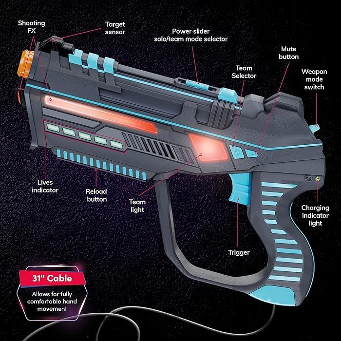 Rechargeable Laser Tag Set for Kids, Teens & Adults, with Gun & Vest Sensors - Fun Ideas for Age 8+ Year Old Cool Toys - Teen Boy Games - Outdoor Teenage Group Activities for Boys & Girls - Kids Gifts — view 2