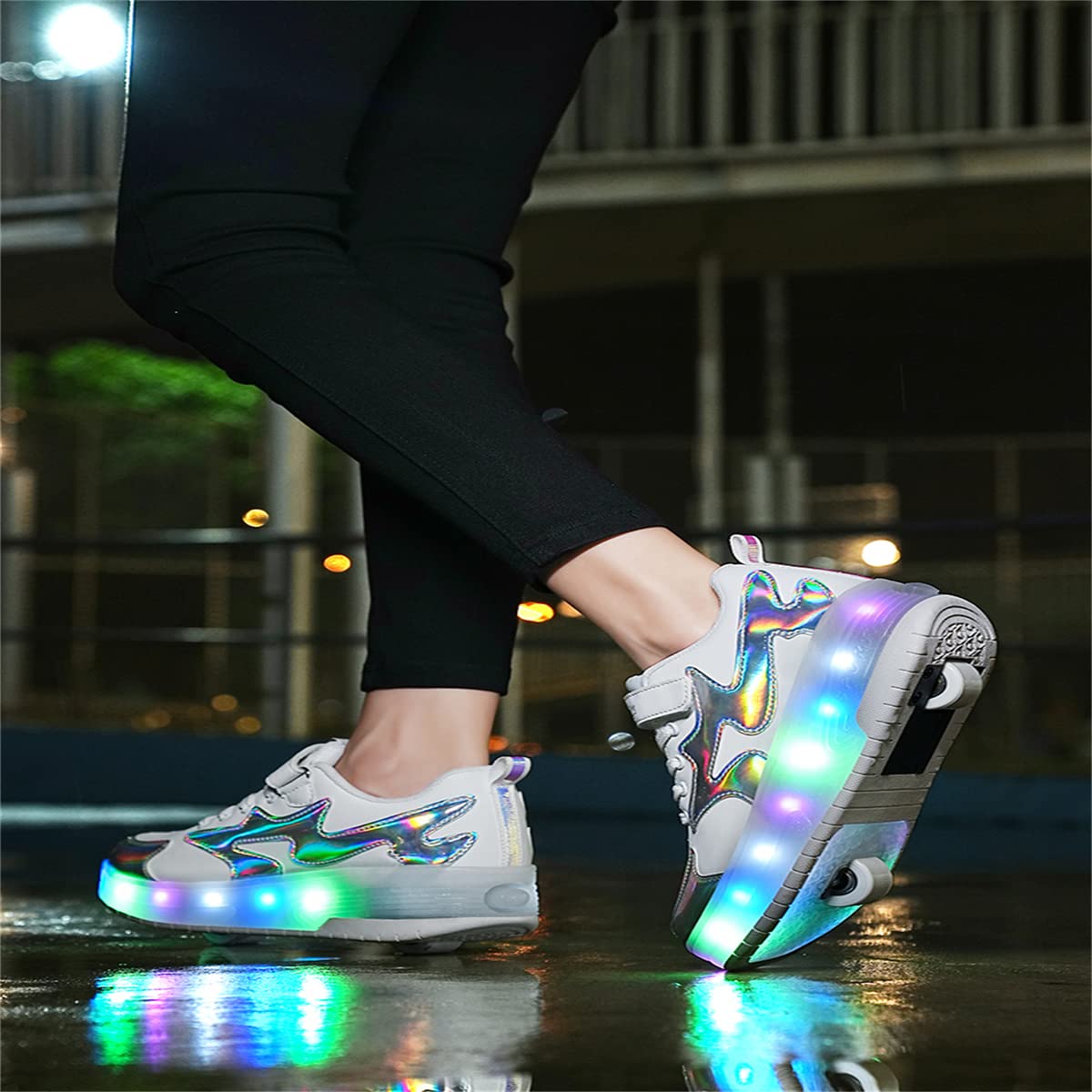 Kowo Wielokolorowe buty z diodami LED dla chłopców i dziewczynek, wrotki, rozmiar 10-6, unisex, buty sportowe, 35 EU