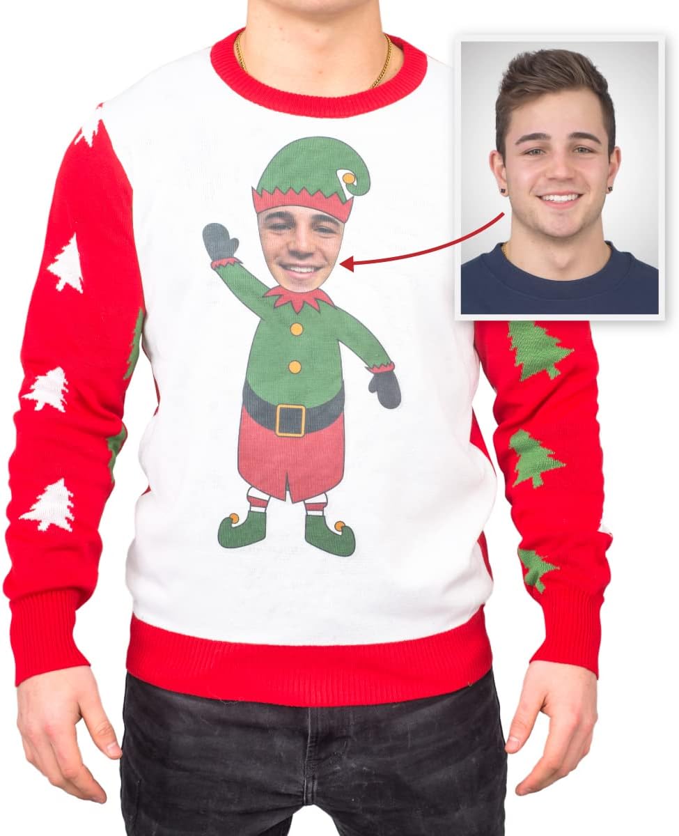Custom Ugly Christmas Sweater Elf Yourself Upload Your Photo Sweater