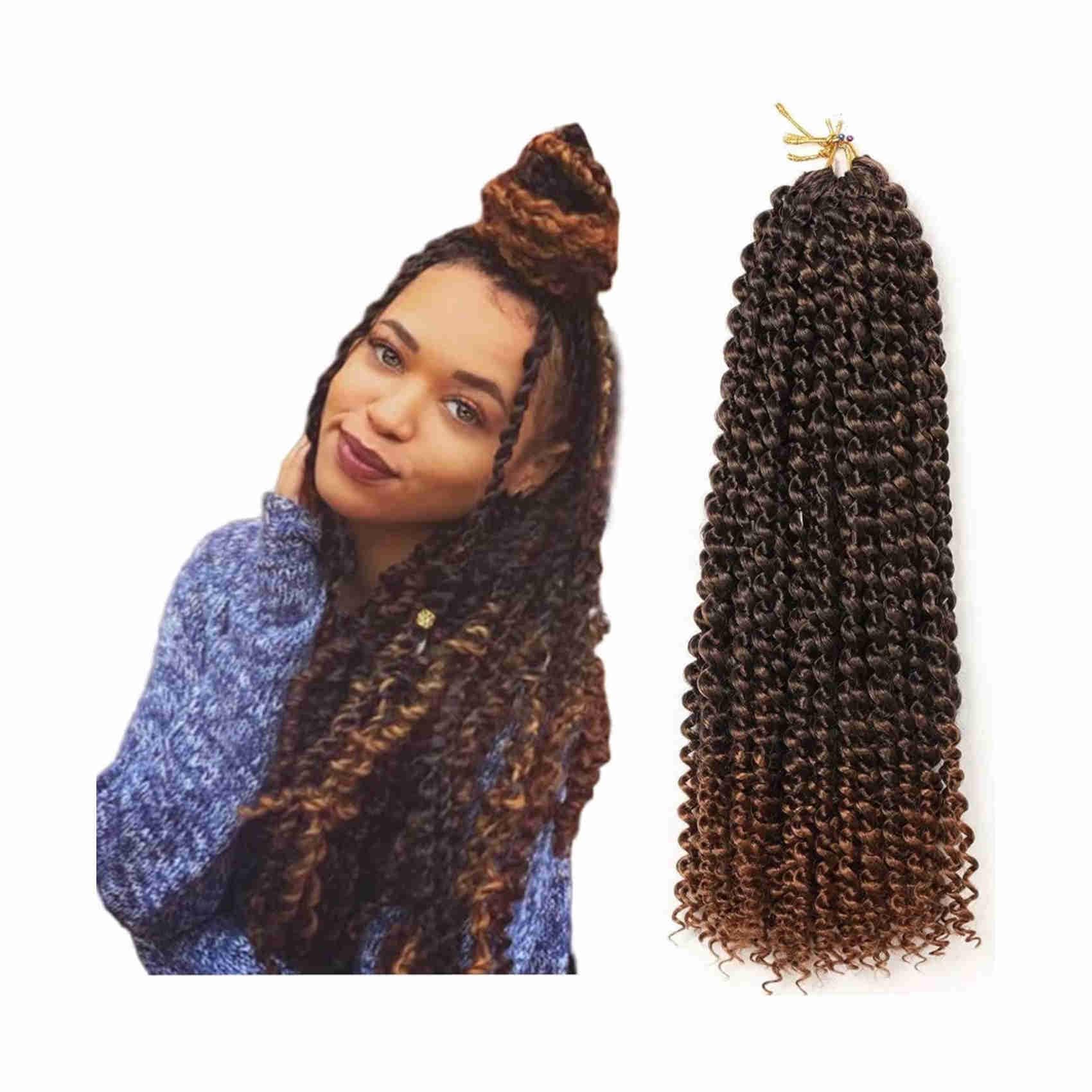 Passion Twist Hair, 7 confezioni di extension sintetiche per capelli lunghi da 45,7 cm, ondulati d'acqua all'uncinetto, extension sintetiche YDDM Passion Twist (T1B-30#, 7 confezioni - 45,7 cm)