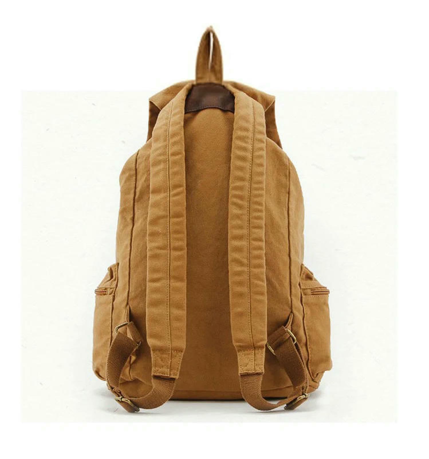Rucksack Vintage-Rucksack Aus Canvas-Leder Für Herren, Mit Kordelzug, Schul- Und Reise-tagesrucksack, Freizeittasche Großem Fassungsvermögen-grün