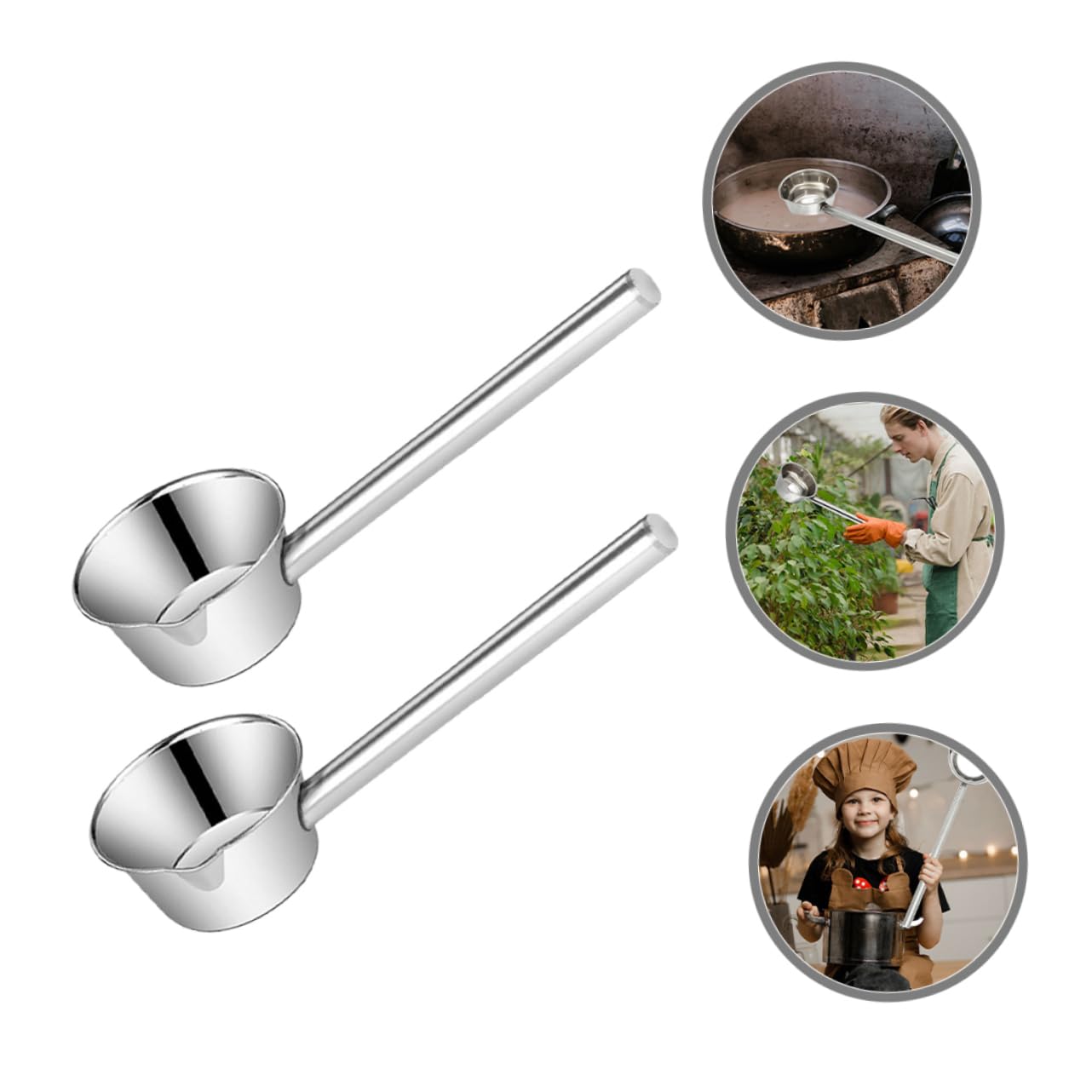 SHOWERORO 2piezas Cucharones Inoxidable Mango Cucharón Sopa Cuchara De Agua Resistente Fácil De Manejar Para Hotel y Cocina