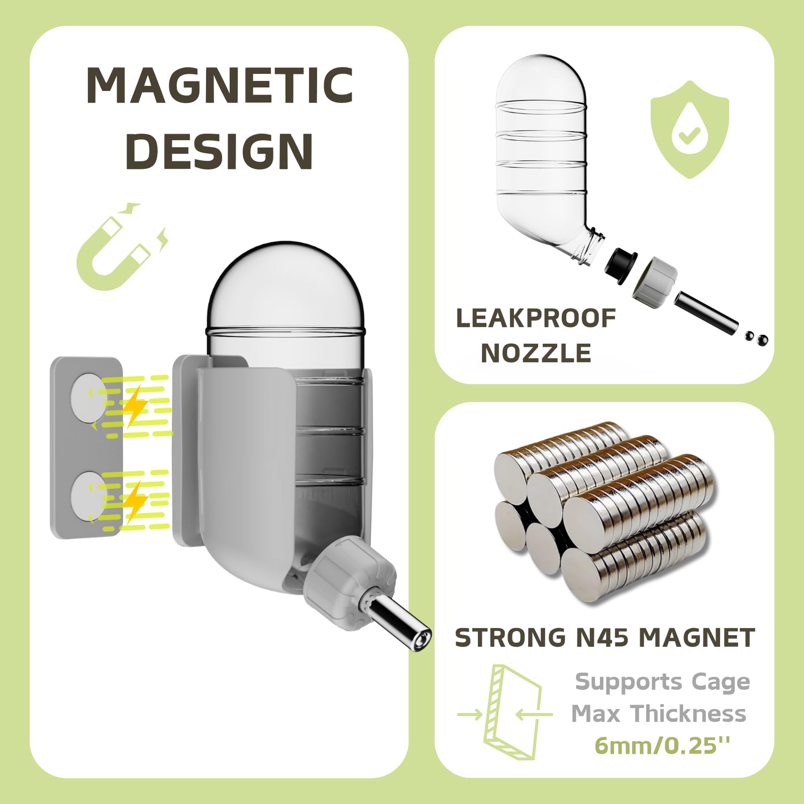 Hamster Water Bottle with Magnetic Holder - Image 2