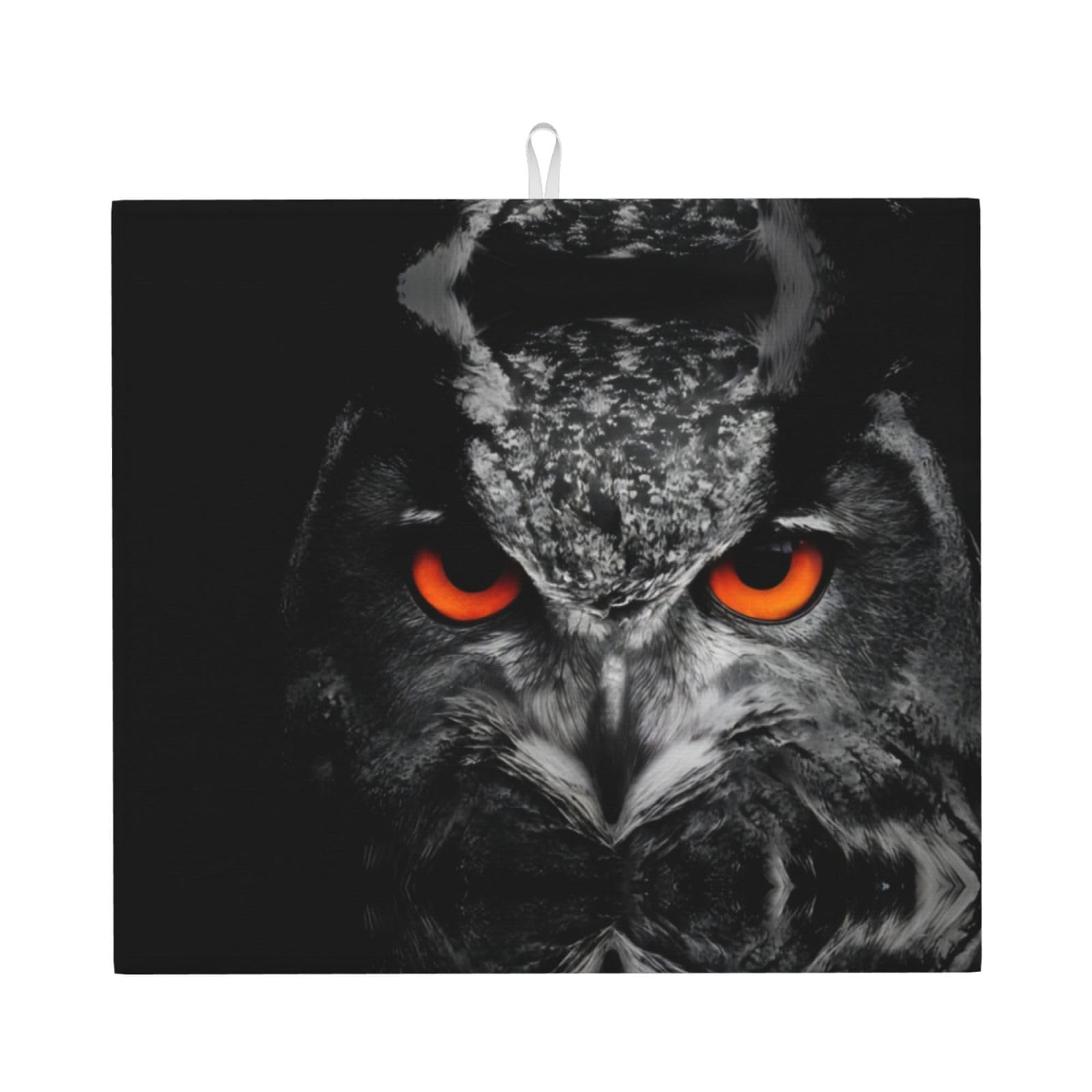 Yyhwhjde Black Owl Eyes Prints Kitchen Drying Mat – Absorbent Dish Throw For Countertop, Non-Slip Layer With Vibrant Prints, Ideal For Housewarming
