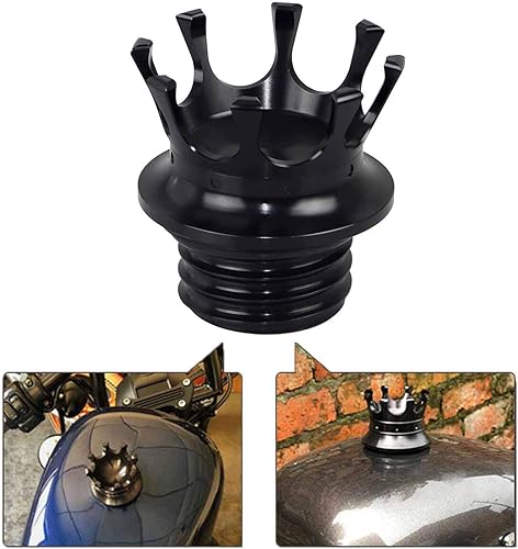 Tapa de gasolina estilo corona para motocicleta Harley Sportster Dyna Road King FLSTN FXS, color negro