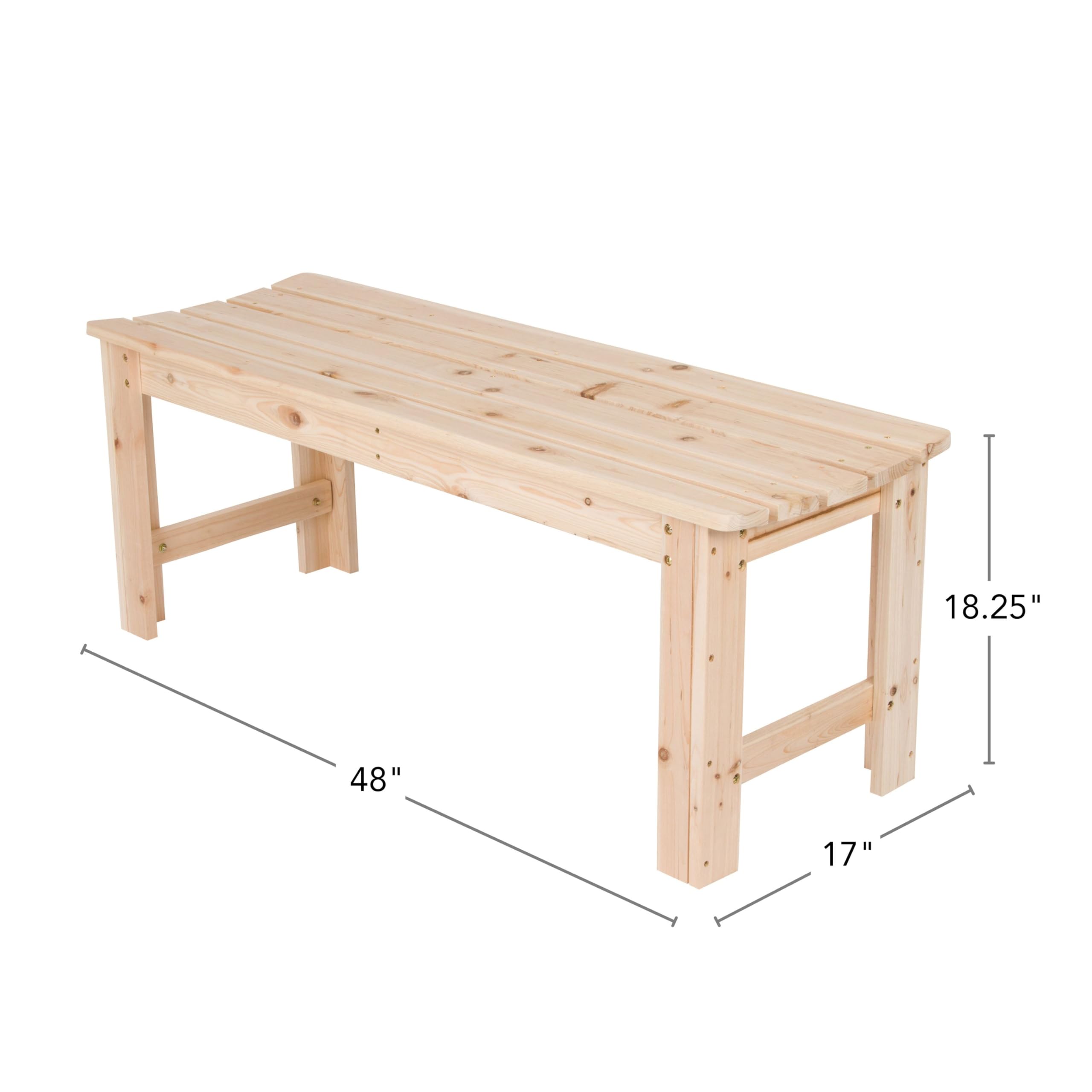 Shine Company Outdoor Wooden Backless Patio Garden Bench, 4 Ft, Natural