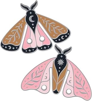 Genuine Fred Moth Marks Metal Bookmarks, Set of 2 Steel Moth-Shaped Page Markers, Lightweight, Modern Design, Celestial Details