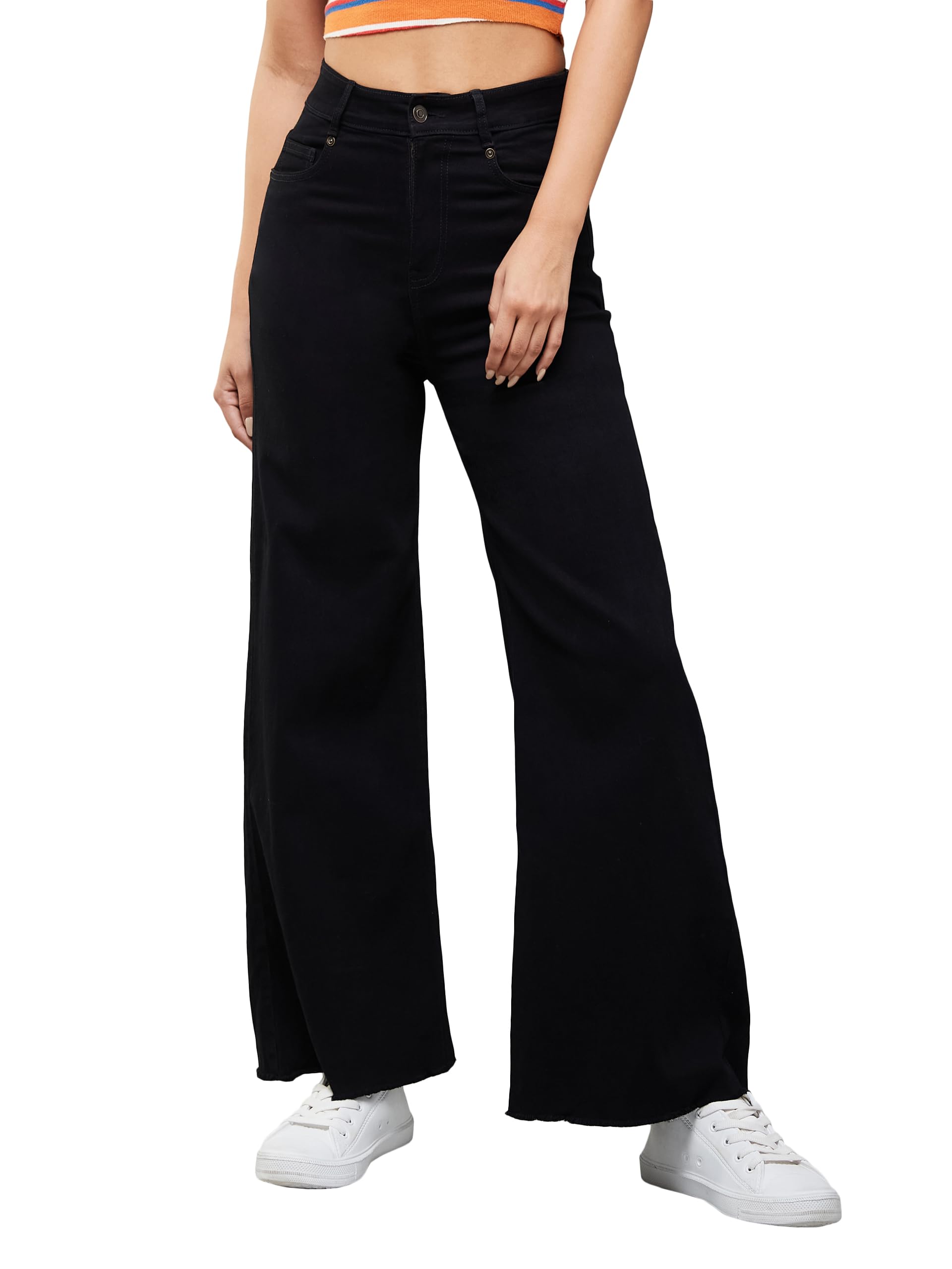 miss chase Women's Mid Wide-Leg High-Rise Regular-Length Stretchable Denim Jeans-picture-42