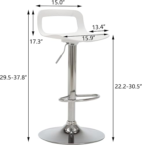 Miniatura 49 de NOBPEINT Taburete de bar giratorio ajustable con elevación de aire cromado contemporáneo, juego de 2, negro Negro -,Verde,Gris,Blanco
