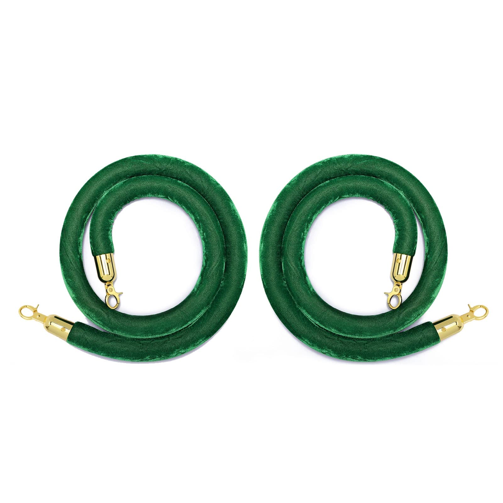 Aioneer 2.4M Velvet Stanchion Rope With Gold Hooks – Queue Barrier, 0.9M To 3M Stanchion Posts In Green, Red, Blue, White & Black For Event & Crowd Control Management-Grün-427cm/14ft