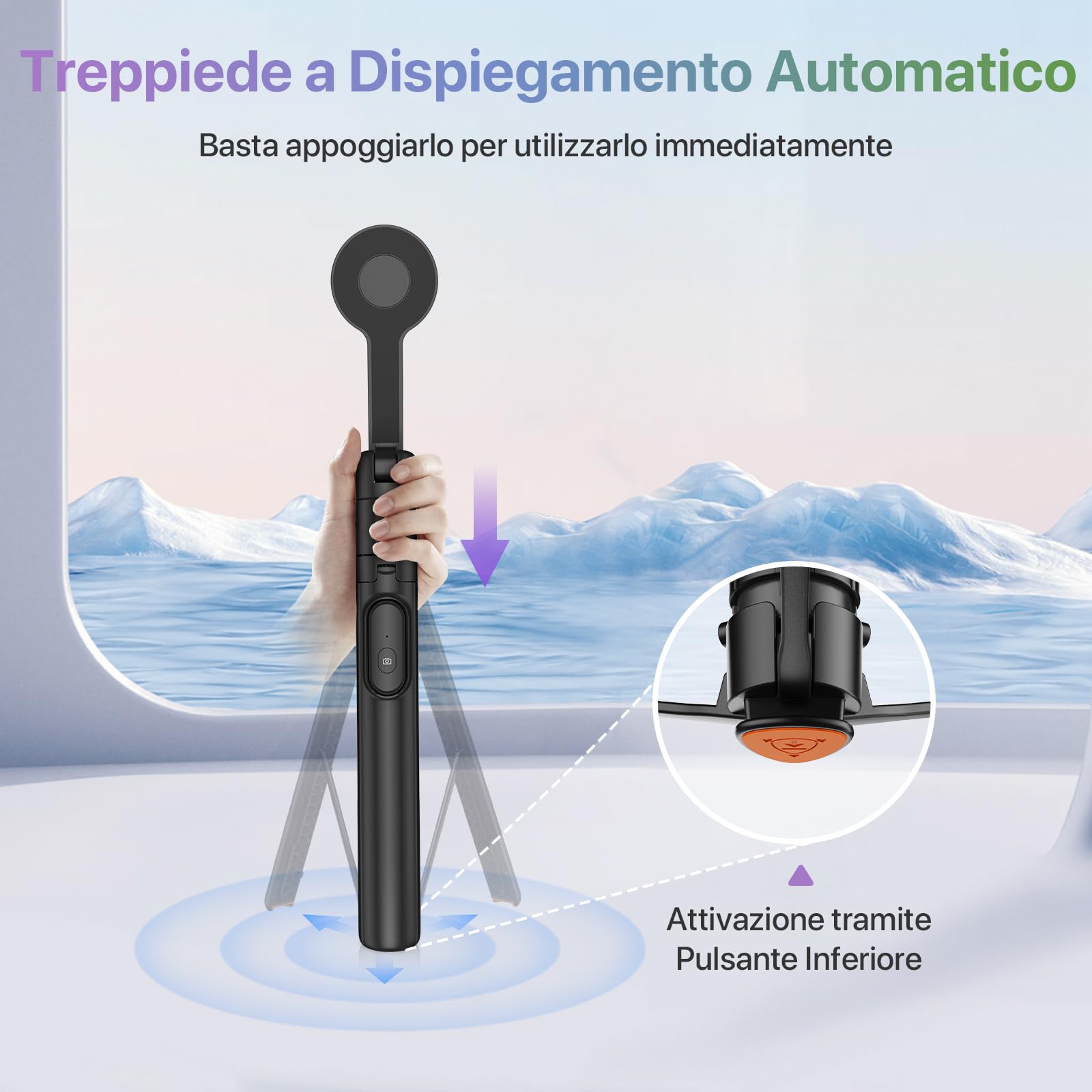Moman Treppiede Smartphone 167cm, Bastone Selfie Magnetico a Doppia Faccia, Trepiedi con Installazione Automatica Telecomando Wireless per Cellulari iPhone e Android