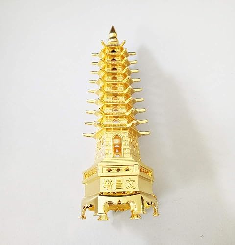 Miniatura 3 de Torre Wenchang de aleación de 10 pulgadas, pagoda antigua de nueve niveles para educación, crecimiento profesional y empresarialdecoración del hogar