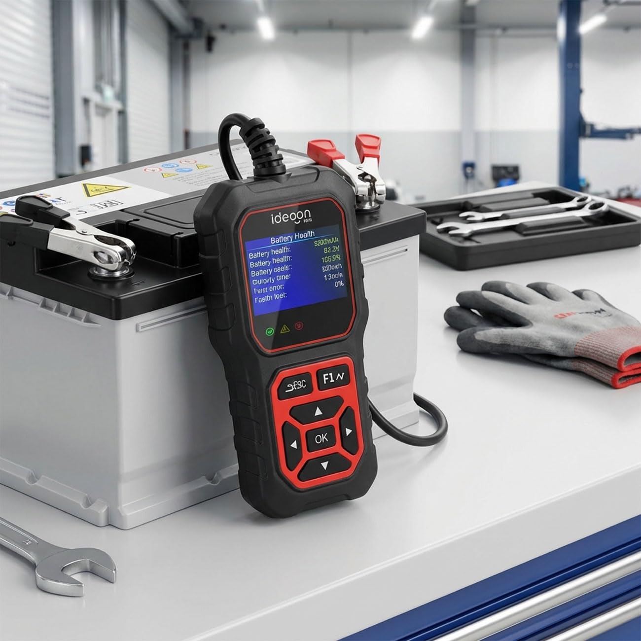 ideoon Digitaler 5-36V Batterietester mit 2.4 Zoll LCD Farbdisplay, Autobatterie Prüfgerät für Nass AGM Gel EFB Lithium, 12V 24V Starttest