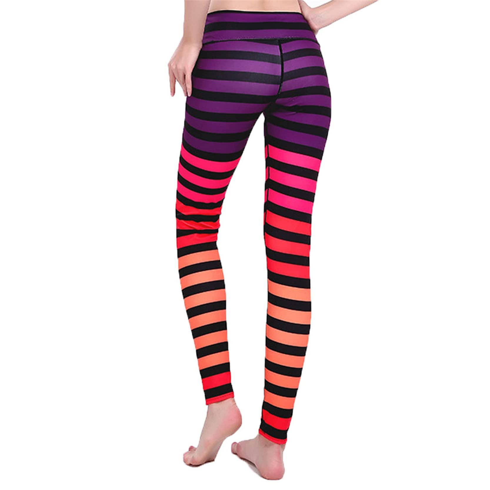 Legginsy damskie Push Up, Wzór damski Wzór Legginsy Rajstopy o wysokiej talii Kontrola brzucha 7/8 długości Slim Yoga Spods Szybkie suche tyłki rozciągliwe sportowe legginsy do jogi (Color : Multicol