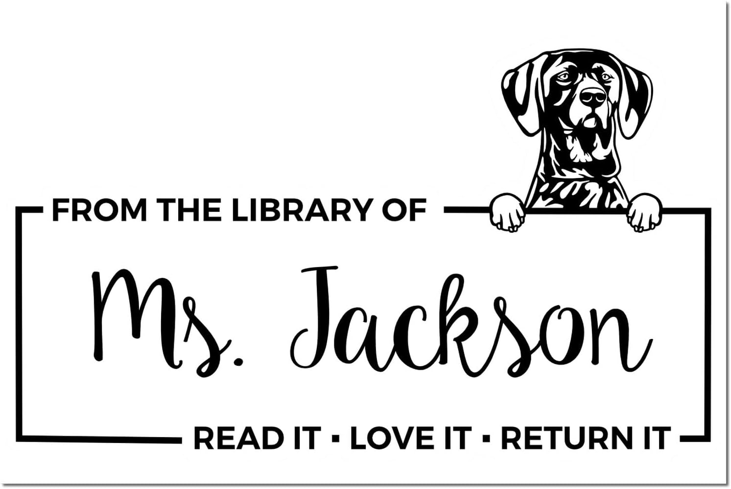 Personalized German Shorthaired Pointer Book Ownership Stamp - Custom Made Library Management Stamper & Customized Classroom Book Ownership Tool for Dog Lovers and Enthusiasts