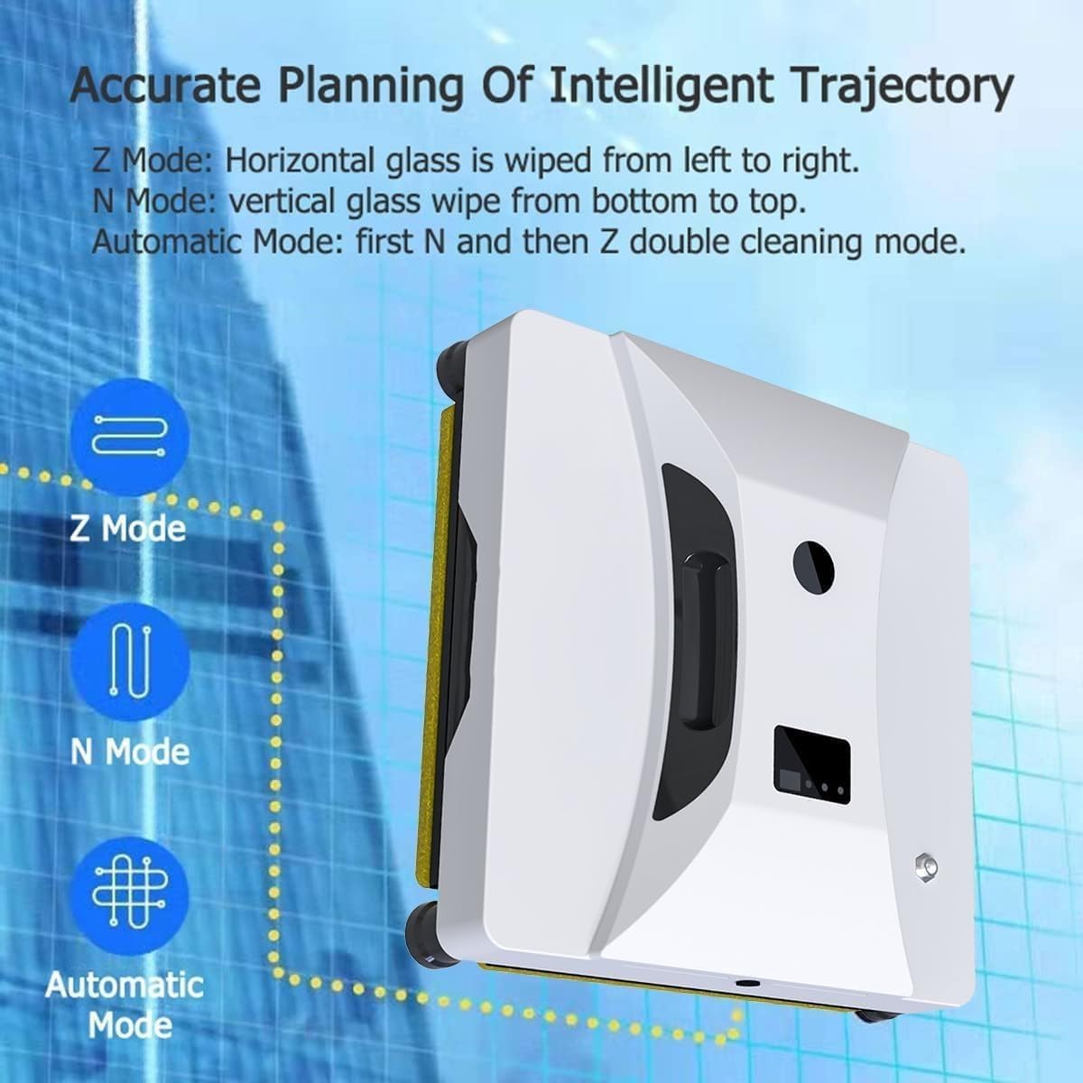 Robot nettoyeur de vitres automatique, kit de nettoyage automatique des vitres avec réservoir d'eau de 40 ml, nettoyeur de vitres avec télécommande, robot nettoyeur de vitres électrique intelligent av
