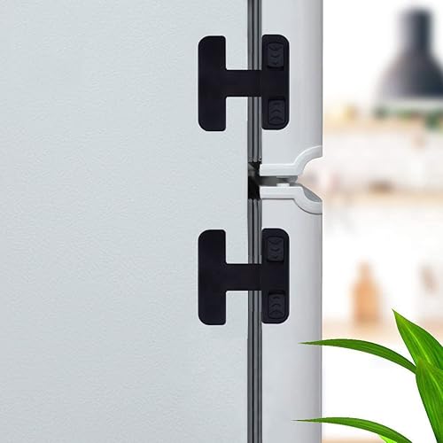 Cerradura de puerta mejorada para nevera y congelador, cierre de pestillo para niños pequeños, cerraduras de seguridad para bebés, fácil de instalar