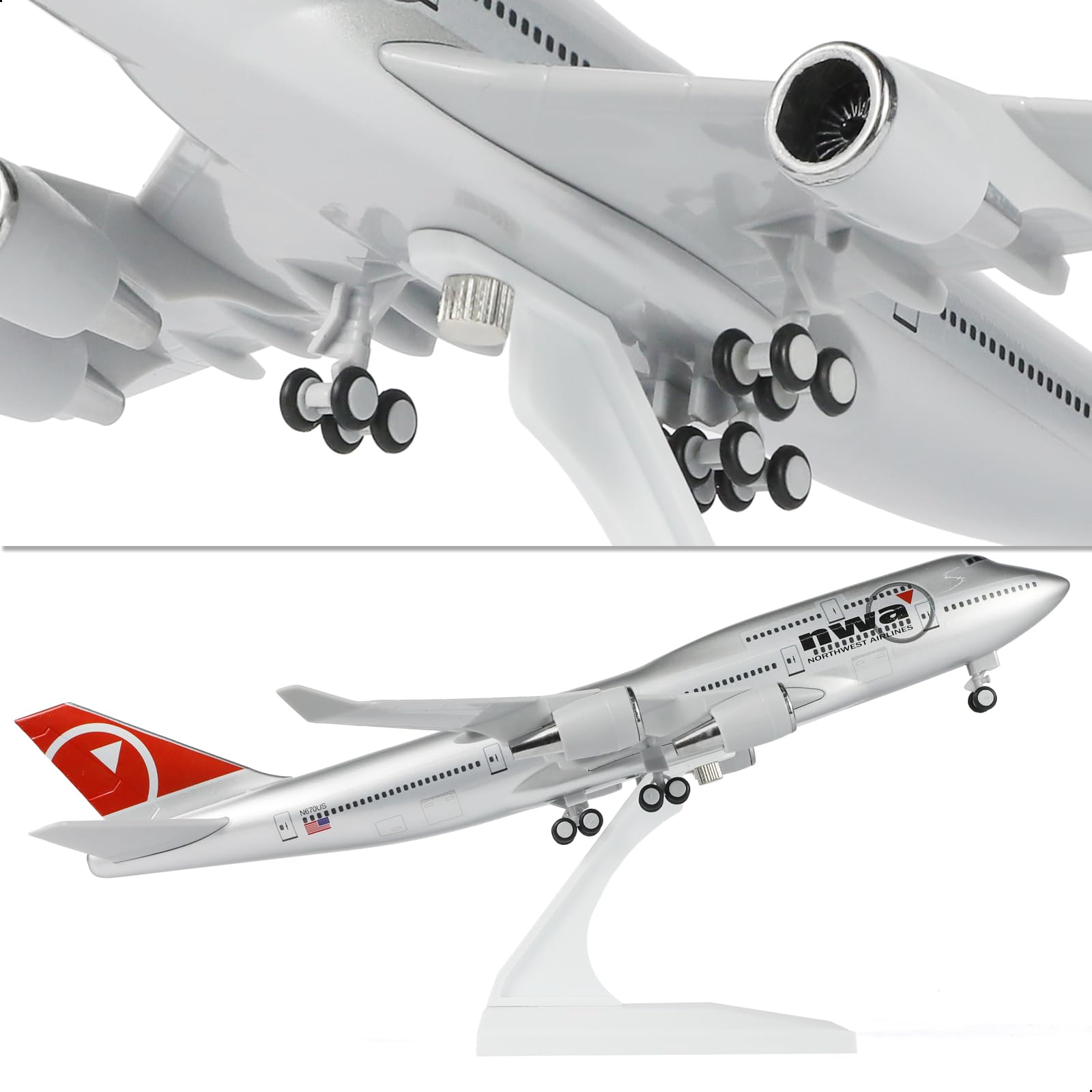 1/240 737 model samolotu do Northwest Airlines do Boeinga 737, model samolotu ze stojakiem (długość 30 cm), wstępnie wykonany zestaw modelarski dla dorosłych - kreatywne prezenty z lotnicy