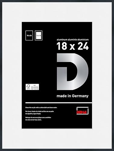 DEHA Design Marco de fotos Tribeca de 18 x 24 pulgadas con paspartú de 12 x 18 pulgadas, marco de metal de aluminio negro mate suave con vidrio disponible en Yaxa Colombia
