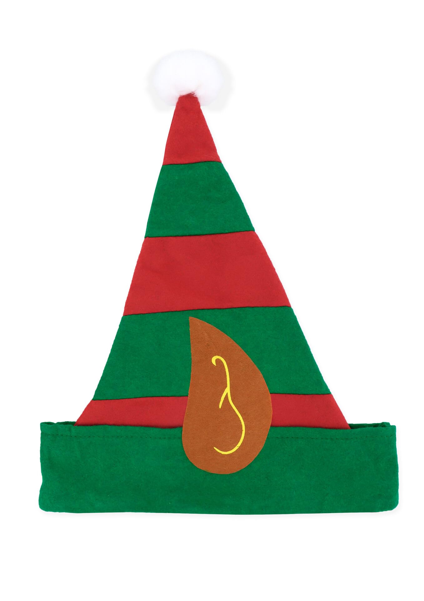 HENBRANDT Single Children’s Christmas Elf Hat with Pointy Ears Kids Striped Green and Red Felt Elf Hat Xmas Party Novelty Hat Fancy Dress Costume Accessory for Boys and Girls