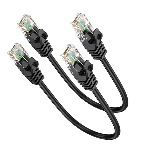 Miniatura 13 de Cable Ethernet Cat6 de 1 pie, paquete de 2 cables de conexión cortos de 1 pie (cable Cat 6, cable RJ45 de Internet, cable de red) 10 Gbps