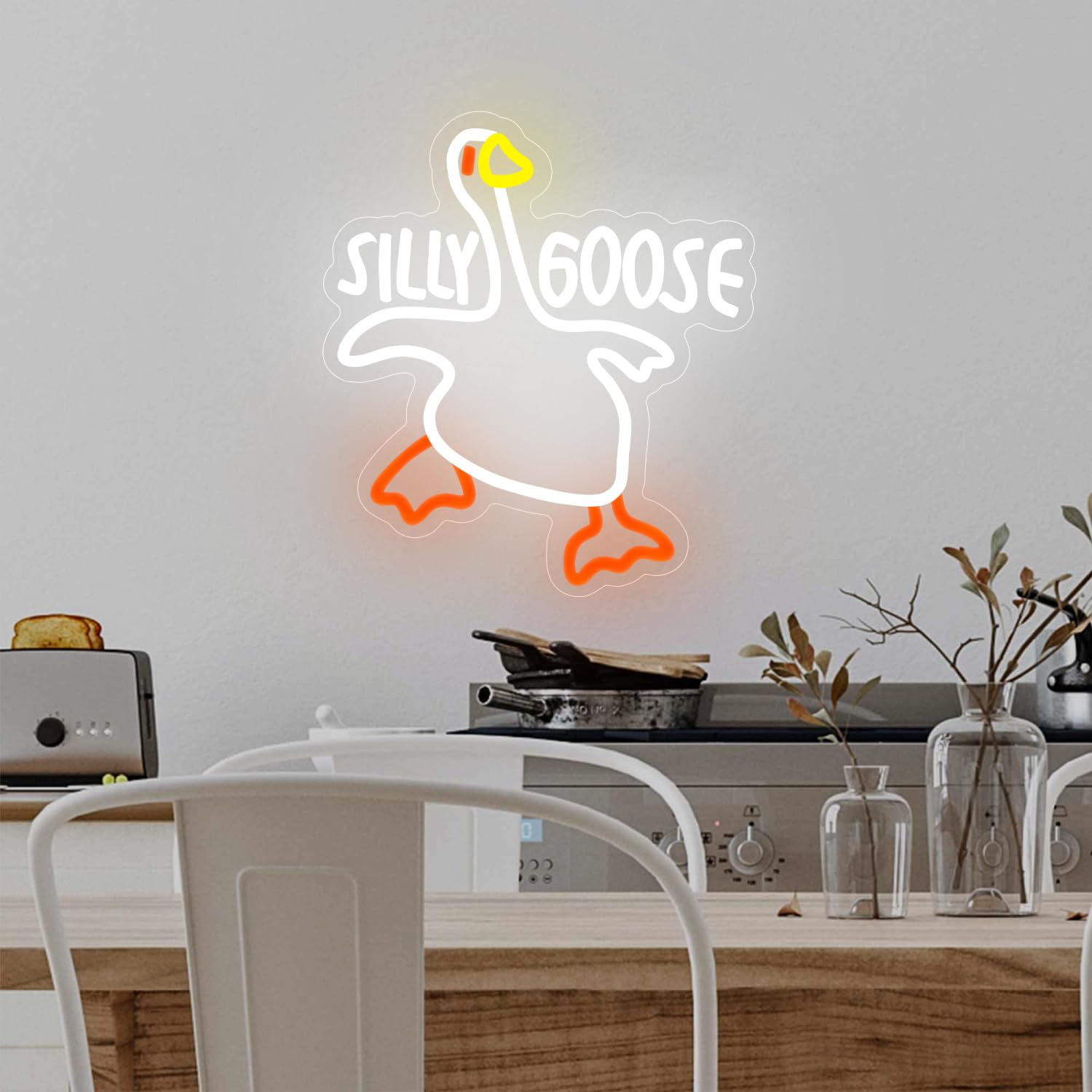 Silly Goose - Letrero de neón LED de ganso para decoración de pared para hombre, cueva, dormitorio, regalos de Navidad para amigos y niños