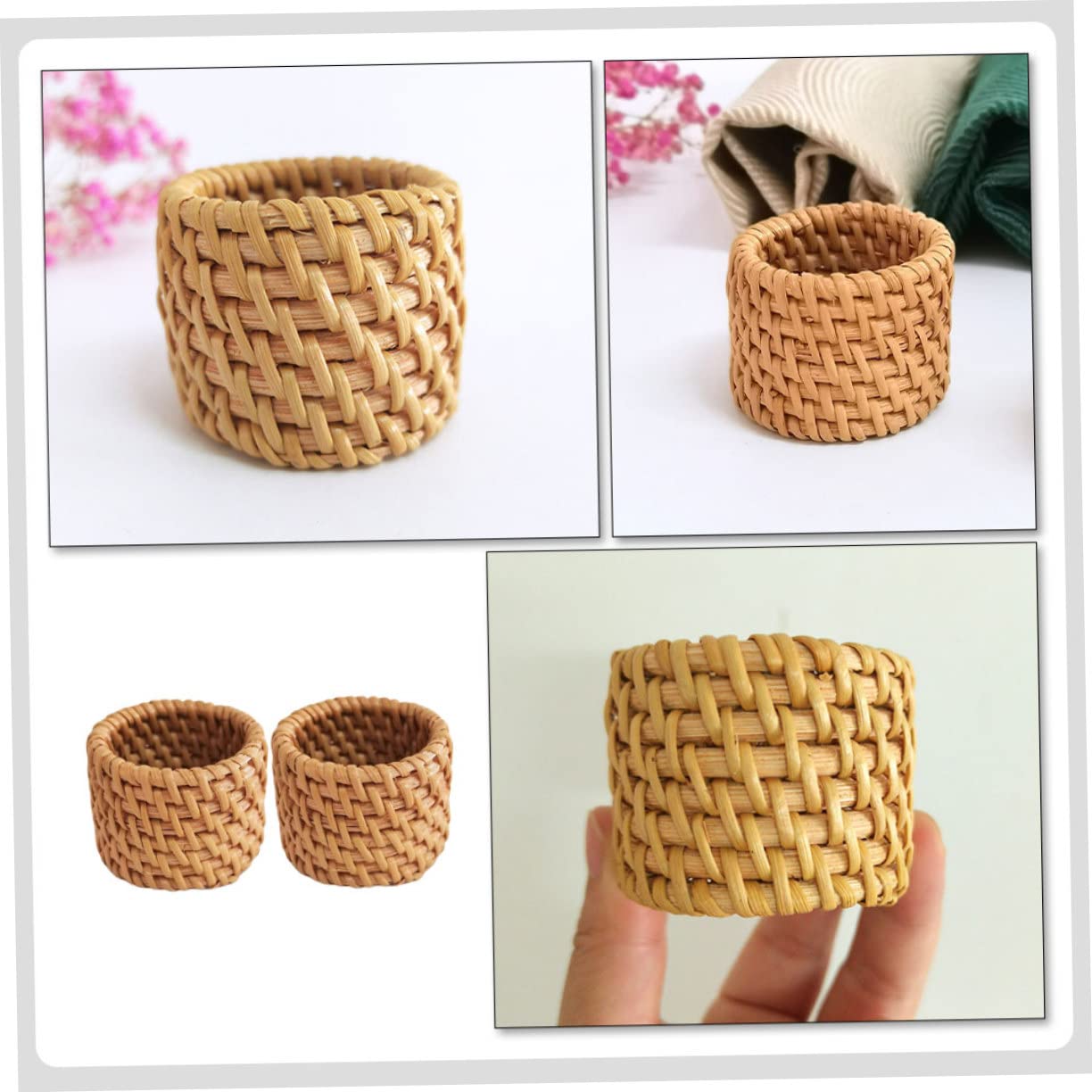 TOPBATHY 8piezas Anillos De Rattan para Servilletas Decorativos Hebillas Resistentes para Servilletas Bodas y Decoración De Mesa