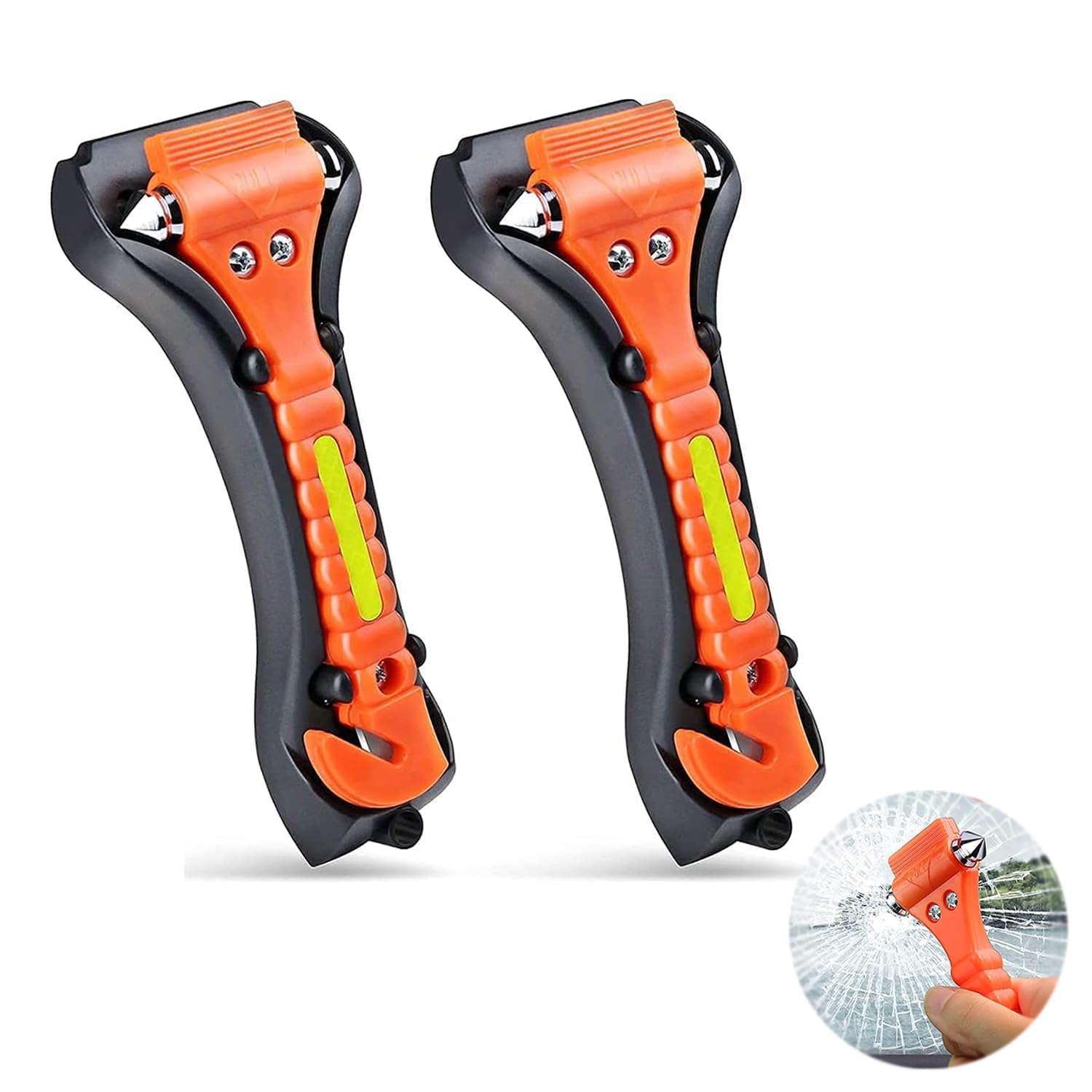 Window Break Hammer, 2 Packs 2 in 1 Car Safety Hammer, Car Window Breaker and Seatbelt Cutter, Car Emergency Escape Tool, Premium Carbon Steel Automotive Life Rescue Tools Kit