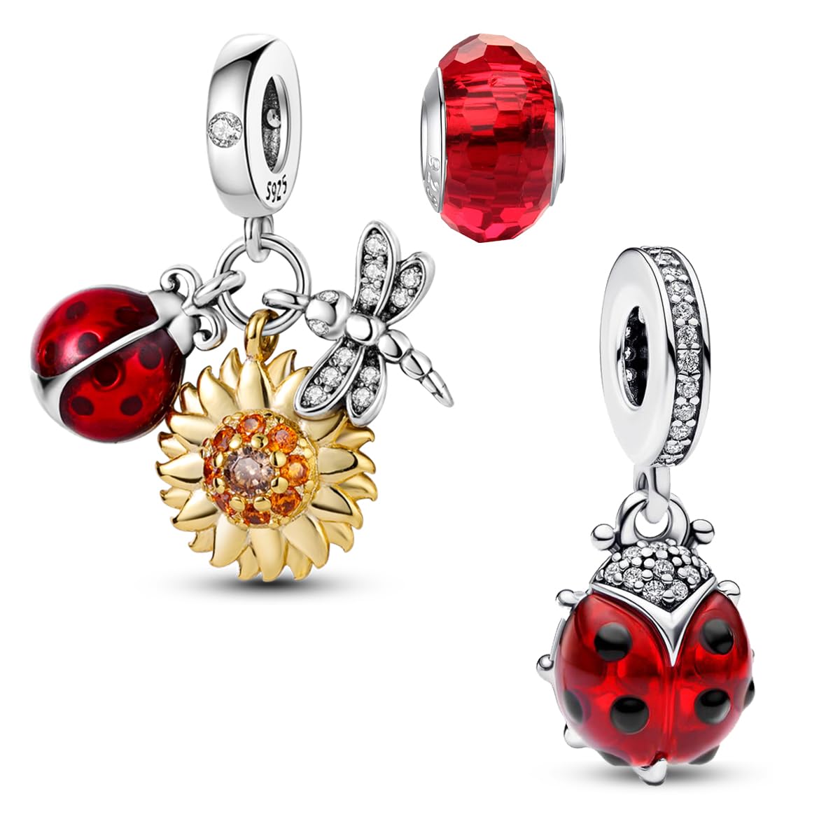 Charm pendant 925 silver beads charms ladybug charm ladies for bracelets and necklaces (with a Space Bead)-image-38