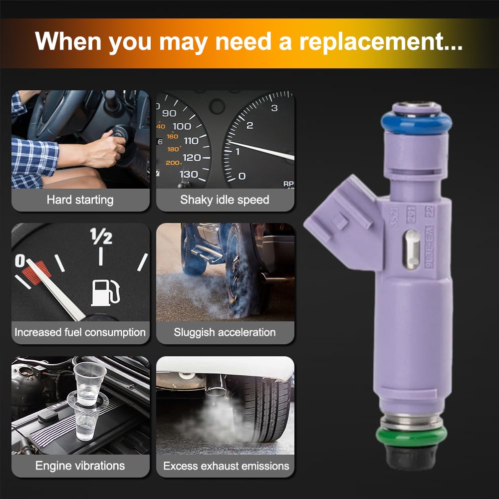 Riloer Iniettori di Carburante Compatibile con Ford Mustang GT 4.6L 2005-2010, 8 Pezzi, iniettori a flusso regolabile, M-9593-LU24A