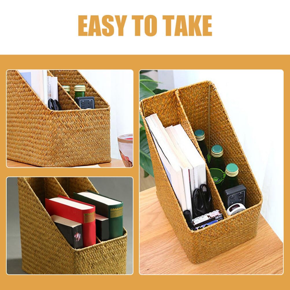 Cesta Tejida Para Revistas Estante Para Libros Soporte Para Cartas De Mimbre Cesta Para Libros De Granja Bohemia Soporte Para Periódicos Estrecho Para Oficina En