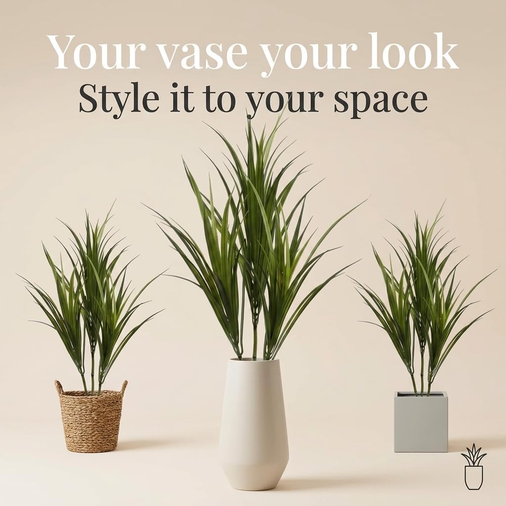Larksilk 29" Artificial Dracaena Marginata Plant 4-Pack, Fake Tropical Silk Greenery for Floor Vases and Planters, Lifelike Faux Foliage for Modern Home Office Decor