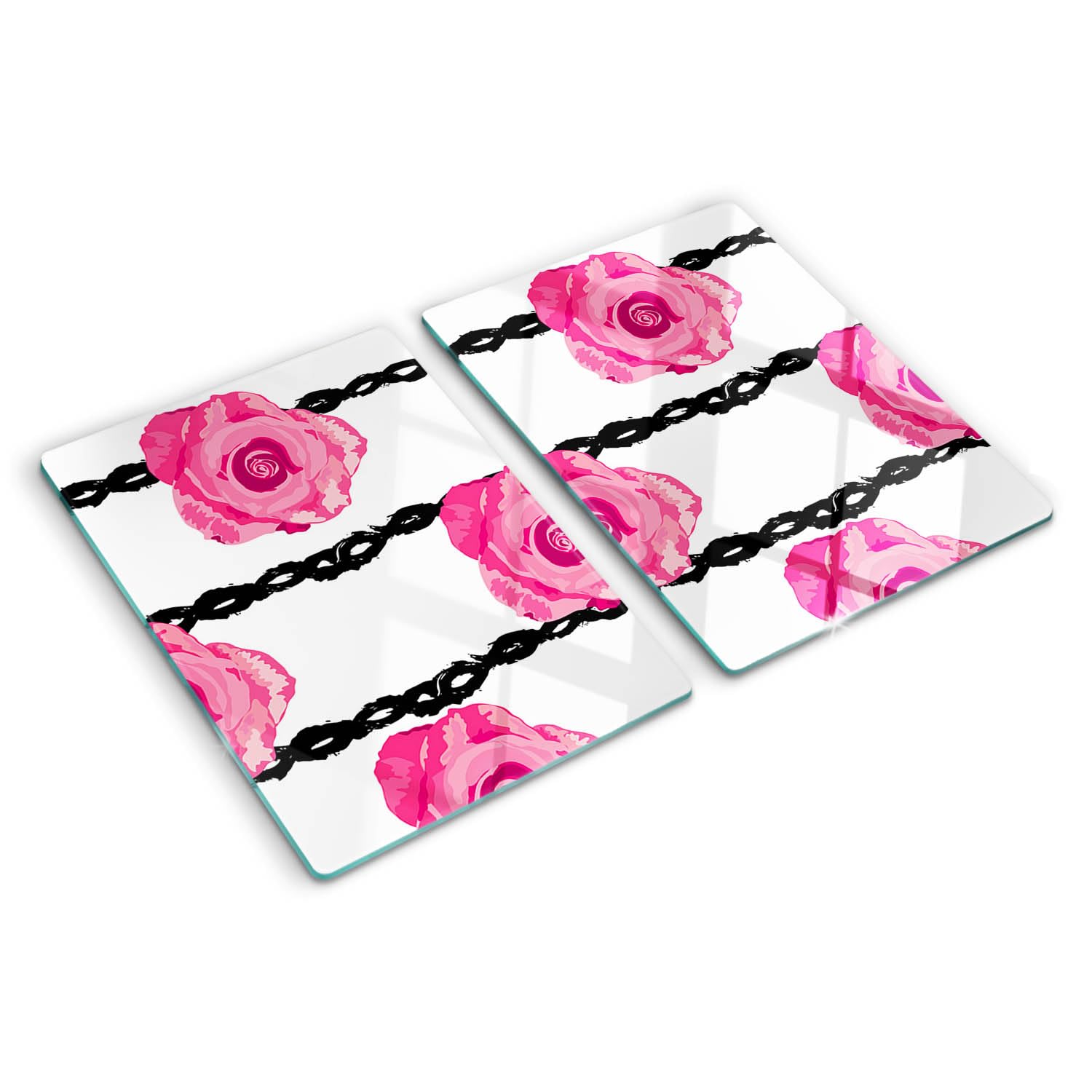 Planche en verre résistant à la chaleur avec pieds antidérapants roses