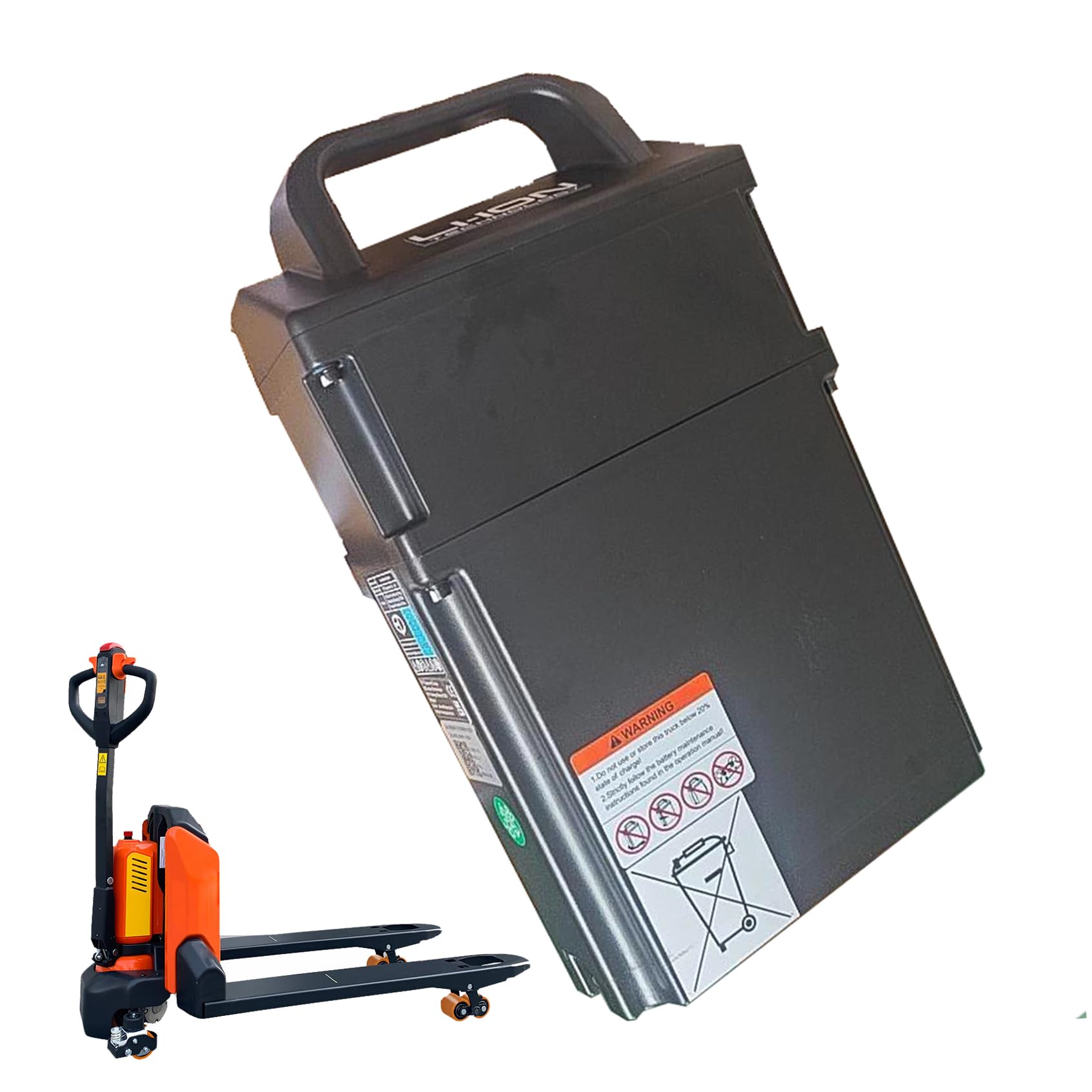 Batteria per Carrello elevatore Elettrico da 24 V 20 Ah, batterie al Litio per transpallet da 24 Volt con Maniglia per Motore di impilatore per Camion.,with Light