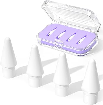 Replacement Tips for Apple Pencil Pro/USB-C/2nd/1st GenLavender | 4 Pack for Apple Pencil tips,With Storage case,Wear-Resistant Tips for iPad Pencil Accessories
