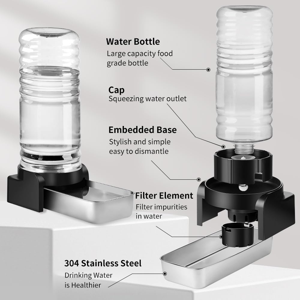 Marchul 7.2 L Cani Distributore d'acqua, distributore automatico d'acqua per cani con ciotola in acciaio inossidabile e 3 filtri, bottiglia d'acqua a gravità di grande capacità per cani e gatti