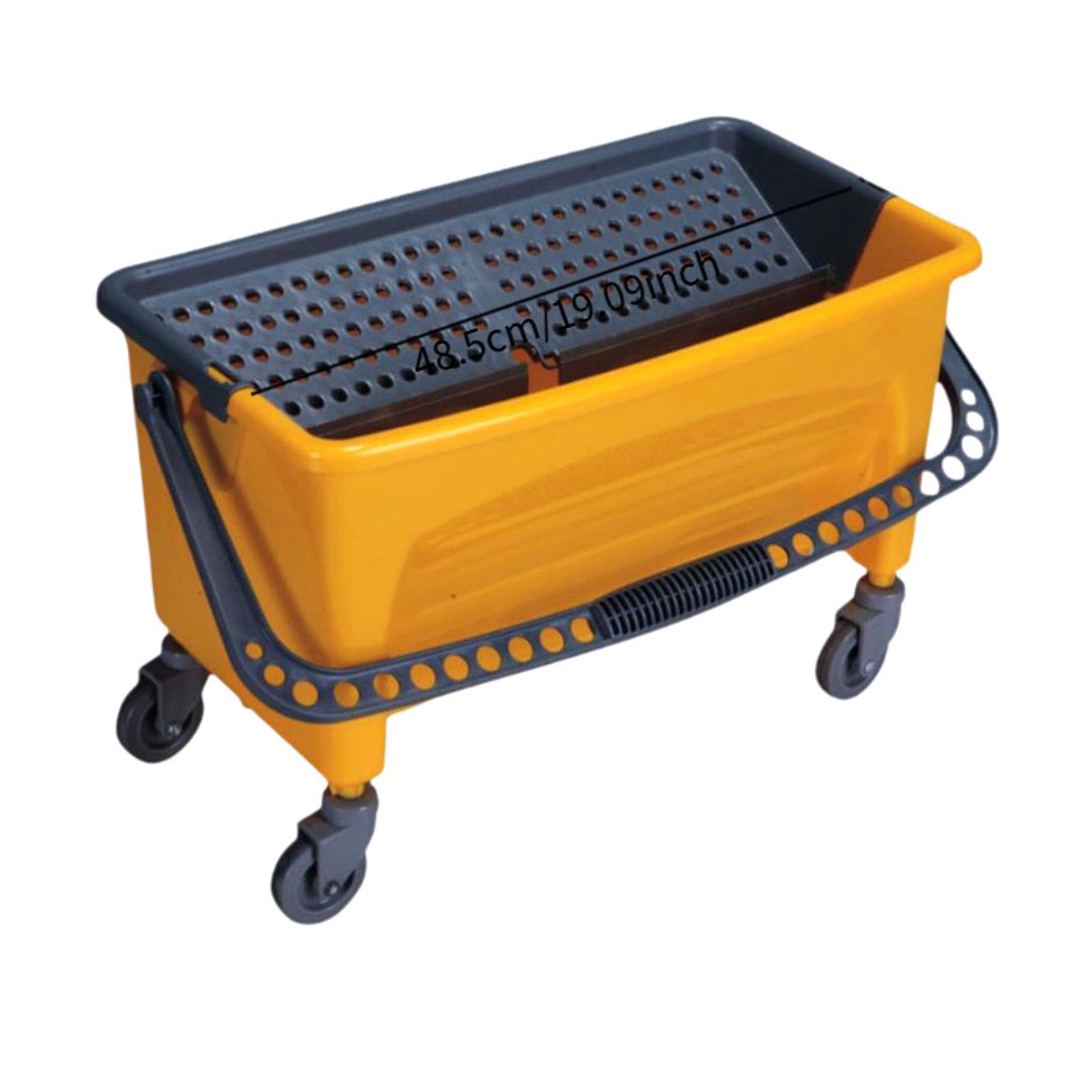 Cubo de Rectangular con Asa Reforzada Y Ruedas Giratorias Cubo Portátil con Escurridor Eficiente para Limpieza de Suelos Material PP, Amarillo, Individual