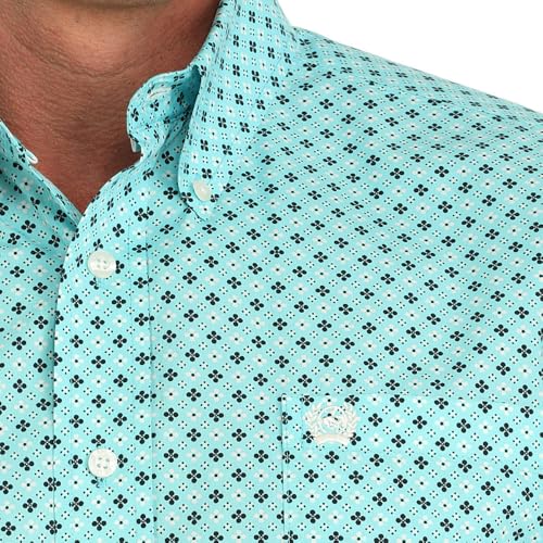 Cinch Mens Turquoise Geo Print Long Sleeve Button Down Shirt2