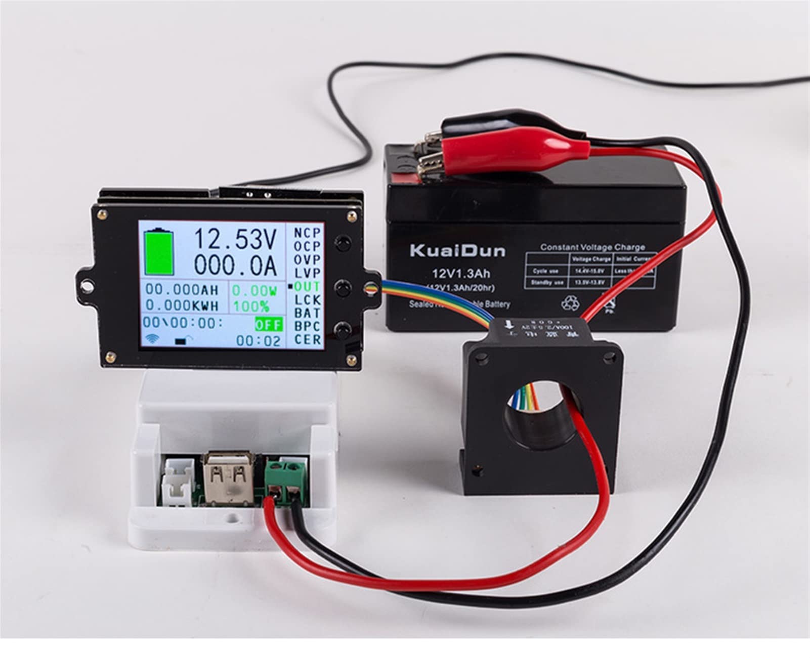 Probador de Batería, 50 0v 100a 200a 500a Medidor de voltaje inalámbrico AMMETER Solar Batería de carga COULÓMETRO CAULÓMETRO Detector de potencia probador(DC500V100A)