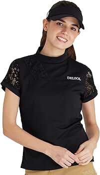Amazon | [Delsol] 7879 袖レース切替モックネックシャツ BK