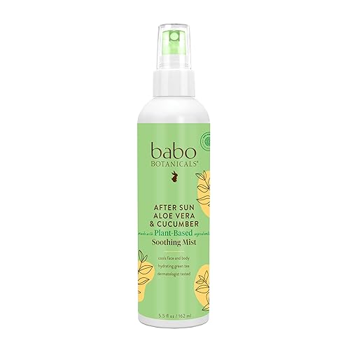 Babo Botanicals After Sun - Aloe Vera y pepino - Para cara, cuerpo y piel sensible - Sin aerosol - Aplicación sin contacto - Verificado por EWG -