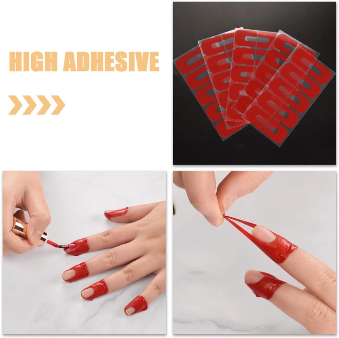 Cabilock 50pcs Disposable Nail Polish Protector Stickers Red Nail Guards with High Adhesive Spillproof Design Plastic Tape Painting Manicure Tool for Home Use