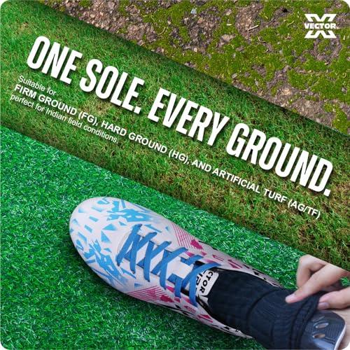 Image of Vector X Fire Soccer Football Shoes Studs with Synthetic Leather Fully Embossed Upper Sports Footwear|Comfortable Lightweight|TPU Sole Double Colour Premoulded Heel Shoe for Adult, Men & Boys
