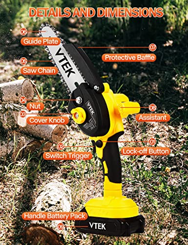 Mini Chainsaw Cordless 4 Inch, 6 Inch Battery Powered Chainsaw, Handheld Portable Electric Chain Saws For Wood Cutting,Tree Pruning,Trimming. (4-6 Inch) #TOP4