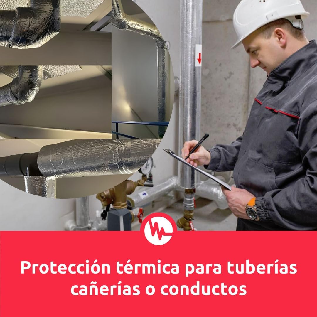Pack Aislante Térmico para Tuberías 10x0,8 m + 2 Cintas Doble Cara | Alta Resistencia al Calor | Ideal para Tuberías, Aire Acondicionado, Calefacción y Reparaciones | Protección Congelación y Humedad