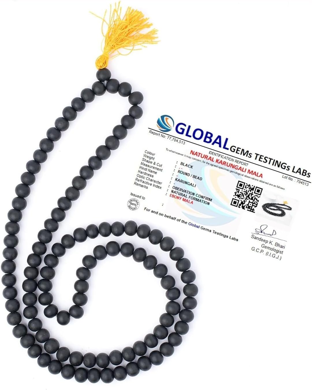 Karungali Malai Original 108 Beads | Divine Hindu Karungali Mala Original | 8mm Unpolished Karungali Malai with Lab Certificate for Spiritual Use